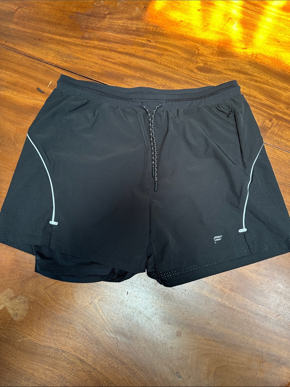 Fabletics Men's Black Athletic Shorts with Light Reflective Accents